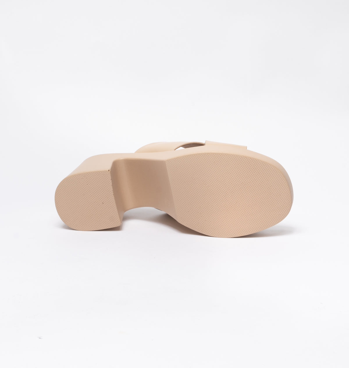 Sandalo in ecopelle con ampia fascia intrecciata - Beige
