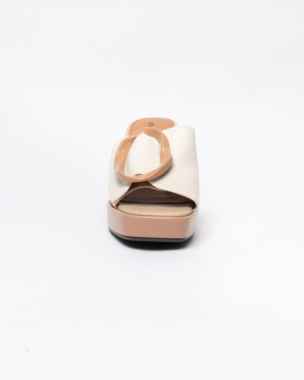Sandalo in ecopelle con fascia larga - Beige