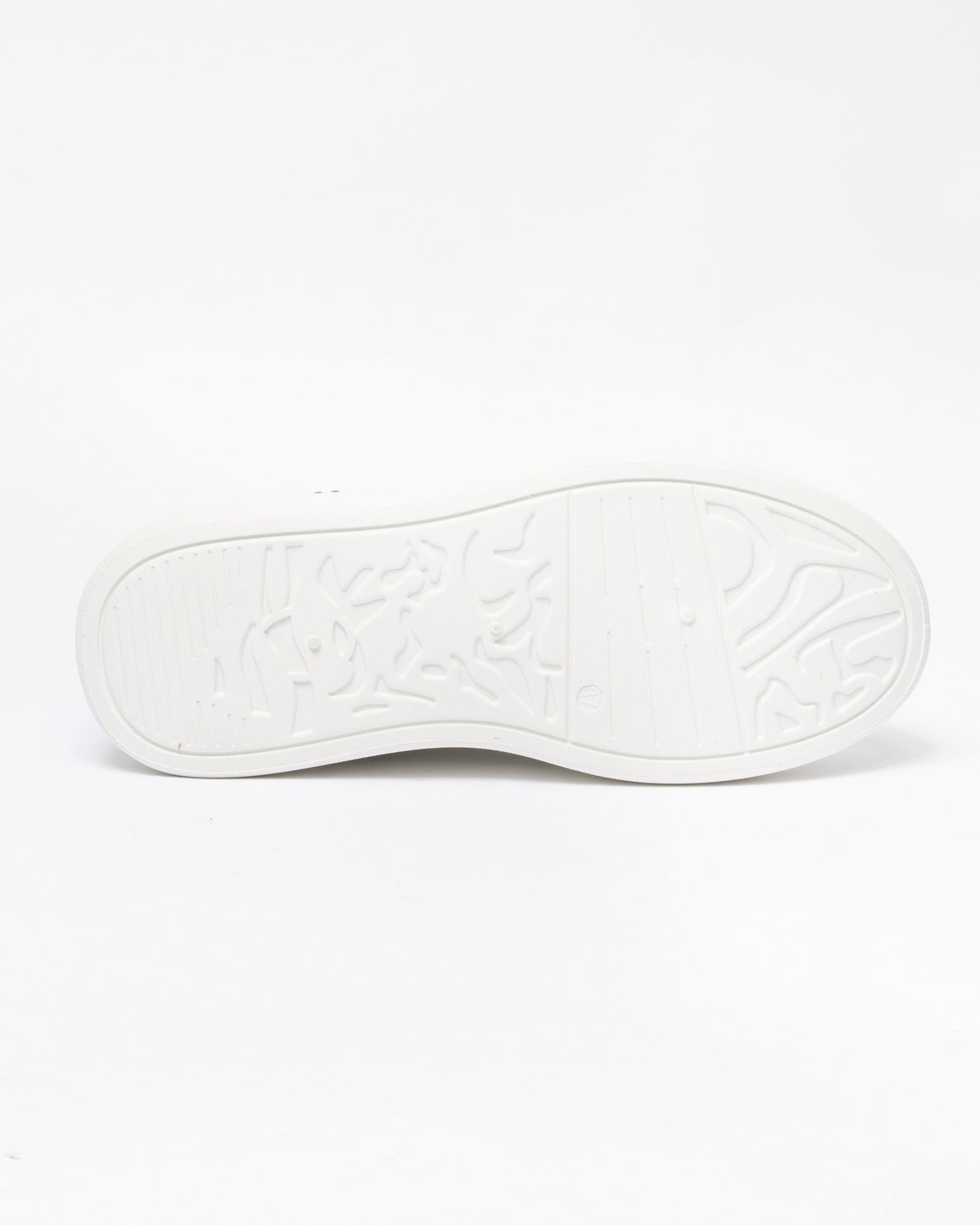 Sneakers punta tonda in ecopelle bianca tallone con strass blue-Bianco