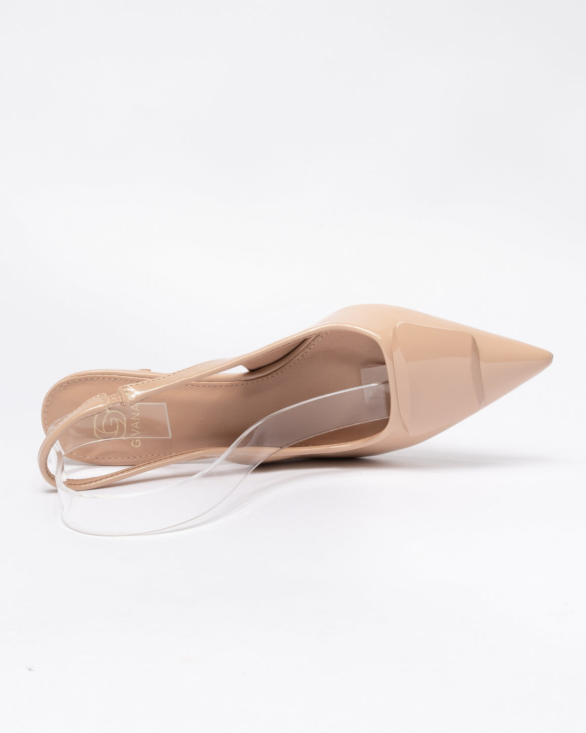 Decolettè slingback effetto Lucido - Beige