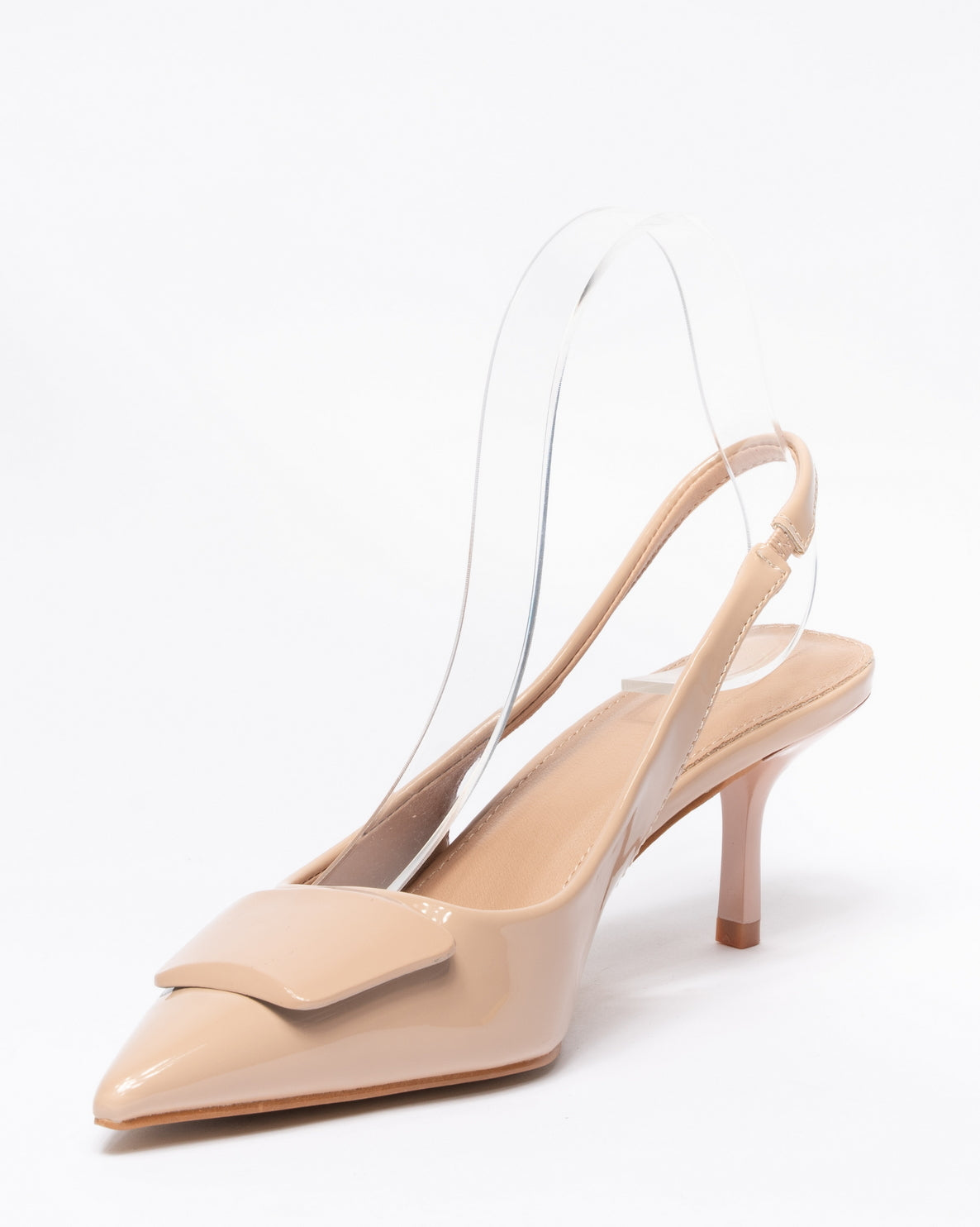 Decolettè slingback effetto Lucido - Beige
