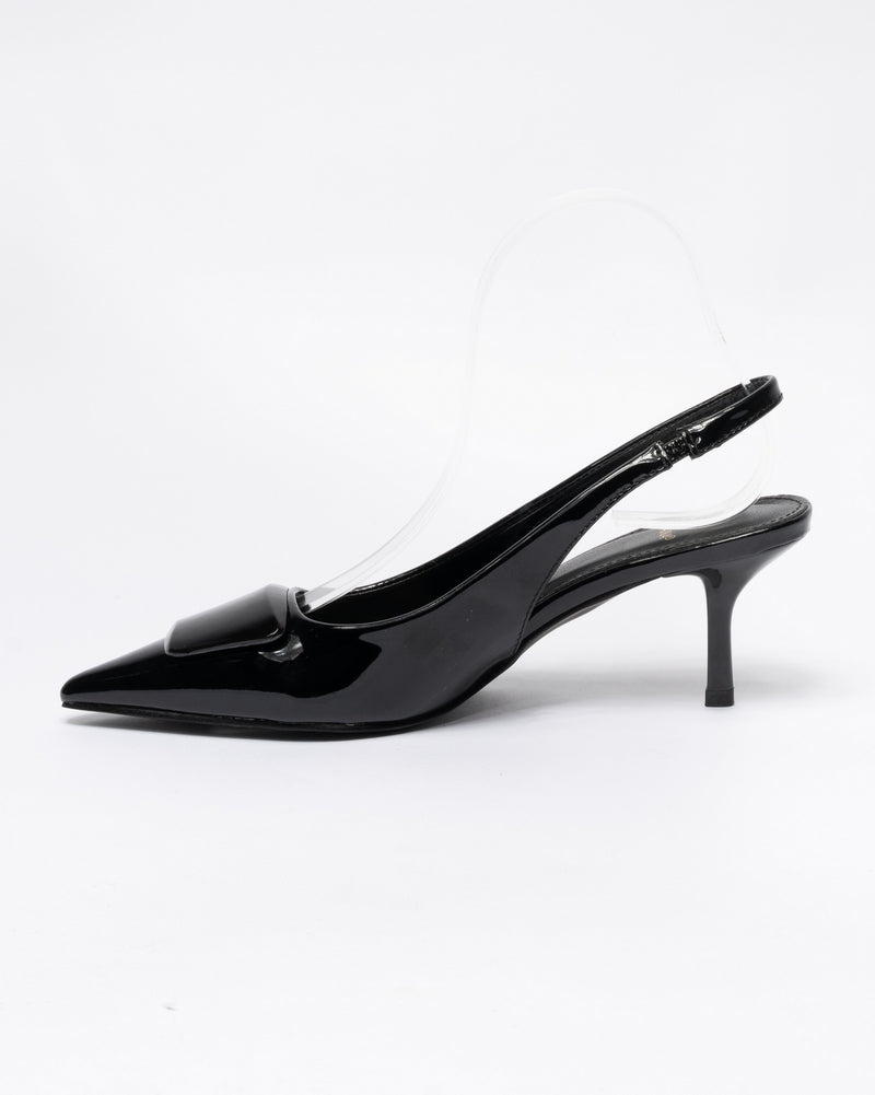 Decolettè slingback effetto Lucido - Nero