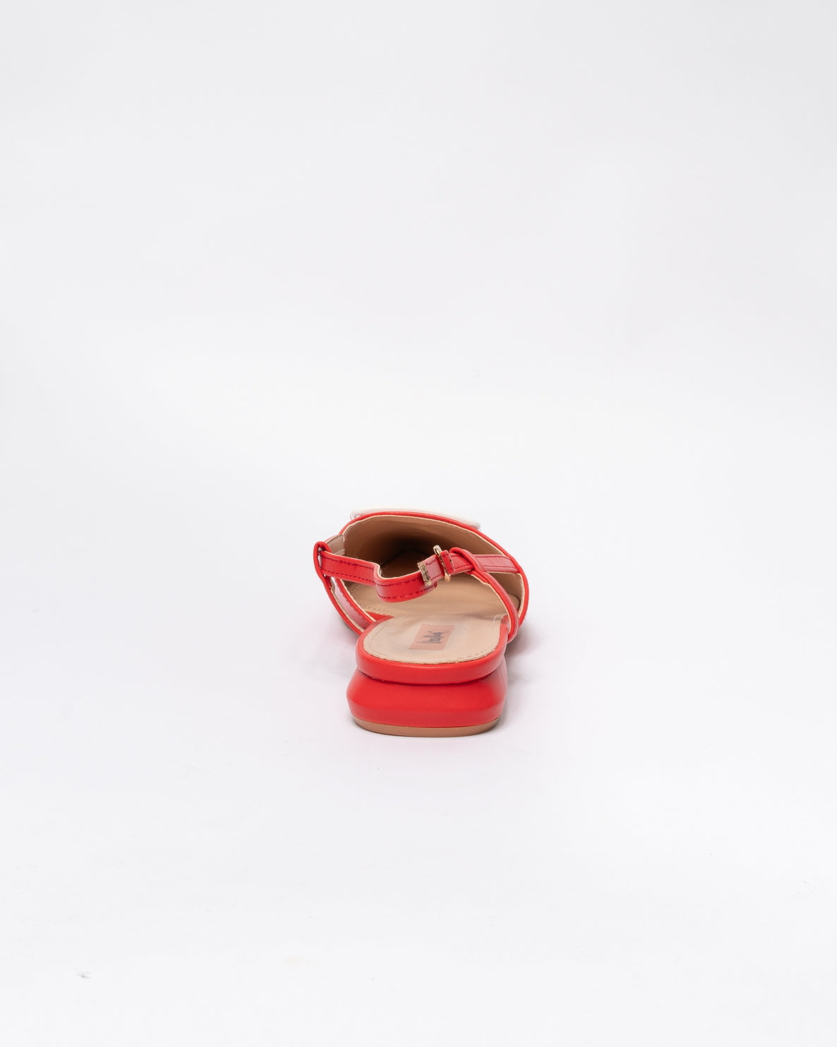 Ballerina slingback bassa in ecopelle con fibbia quadrata - Bianco e Rosso