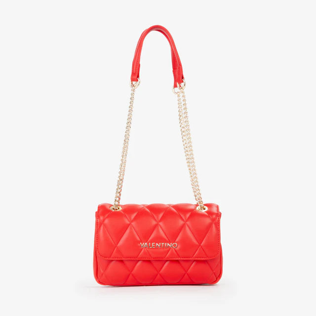 Mini Borsa a Spalla Valentino Bags Effetto Matelassé e Catena - rossa