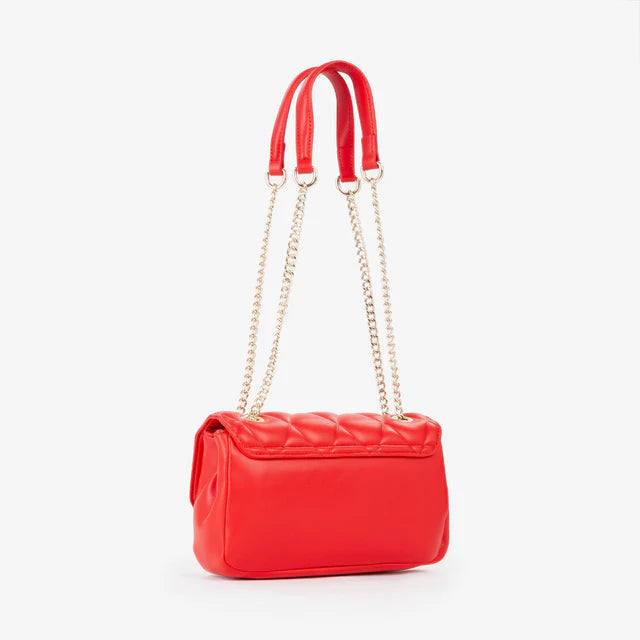 Mini Borsa a Spalla Valentino Bags Effetto Matelassé e Catena - rossa