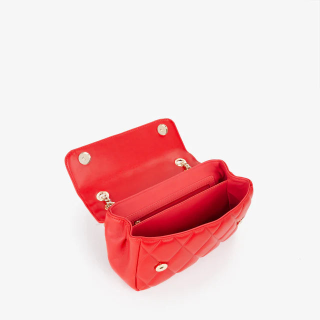 Mini Borsa a Spalla Valentino Bags Effetto Matelassé e Catena - rossa