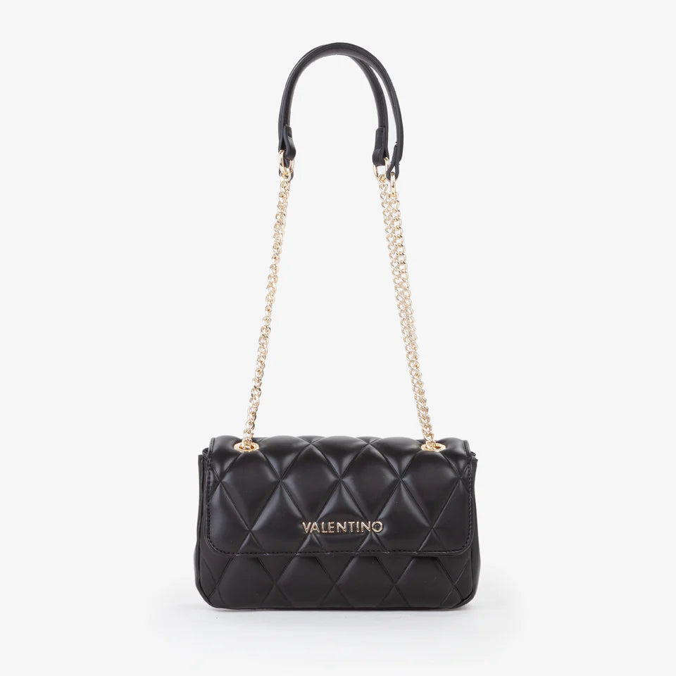 Mini Borsa a Spalla Valentino Bags Effetto Matelassé e Catena - nero