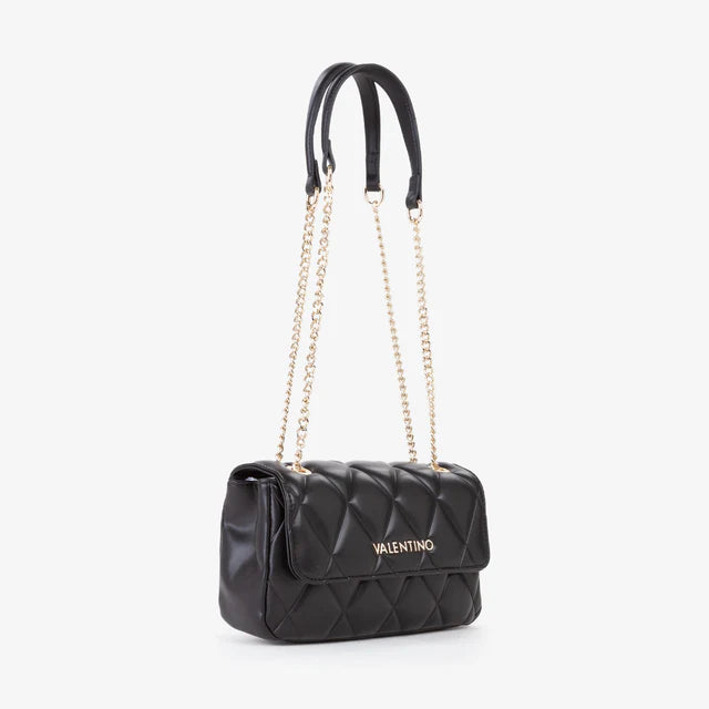 Mini Borsa a Spalla Valentino Bags Effetto Matelassé e Catena - nero