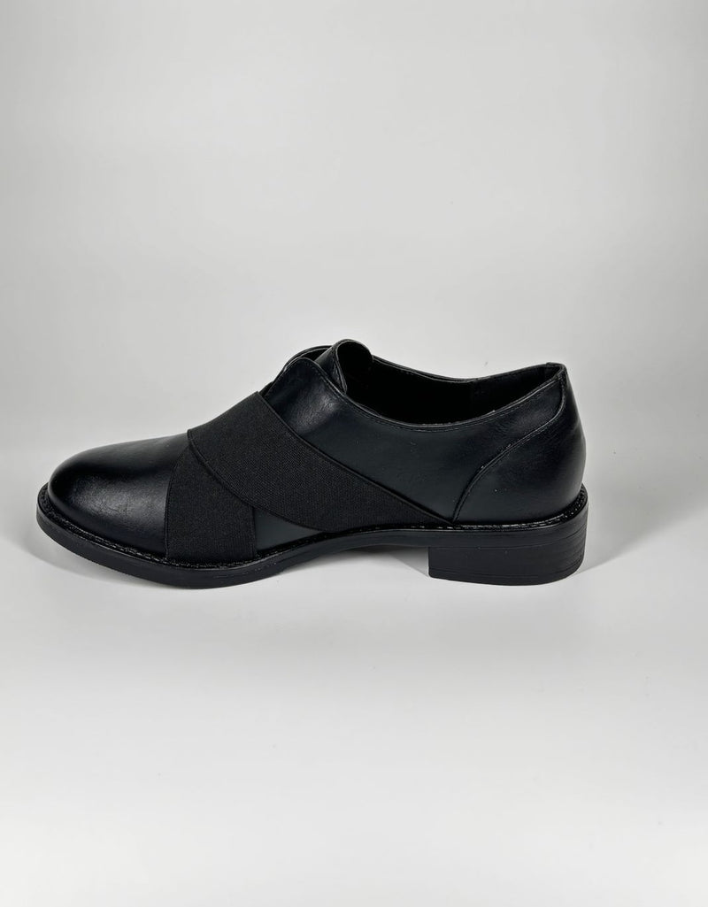 Mocassino in ecopelle con elastico - Nero