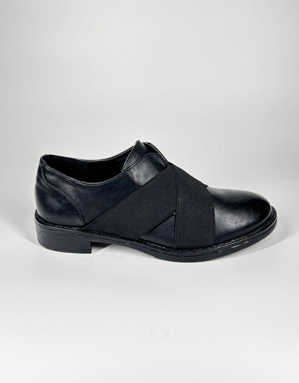 Mocassino in ecopelle con elastico - Nero