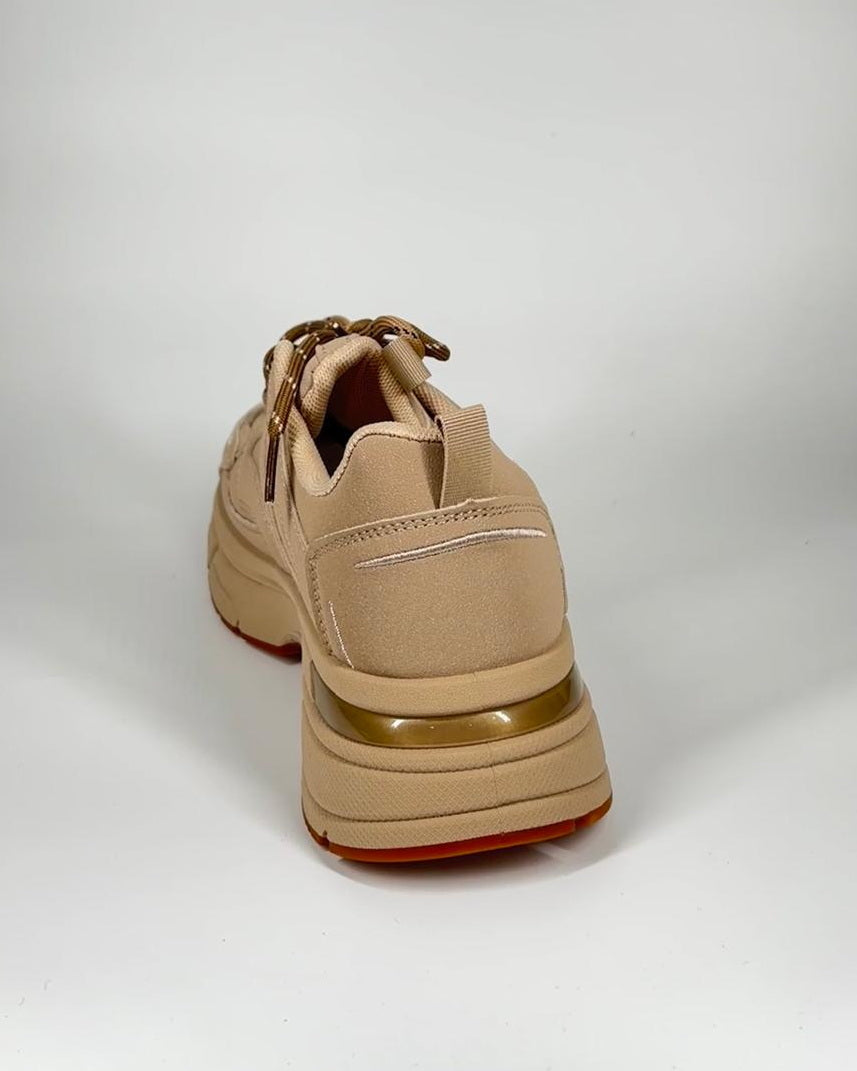 Sneakers chunky da donna in camoscio - Beige