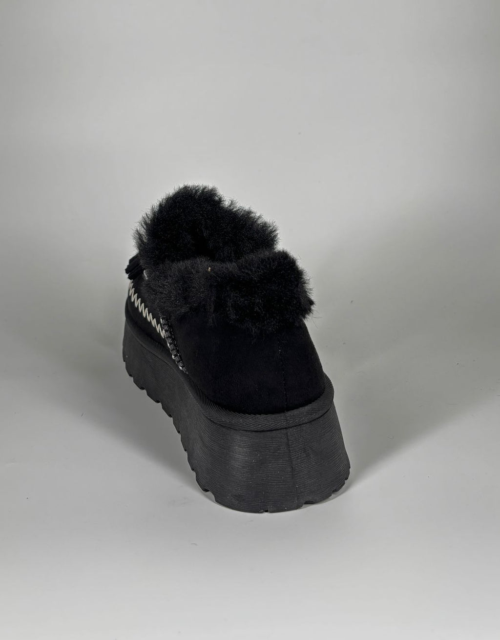 Mocassino Invernale con Zeppa ricamato - Nero