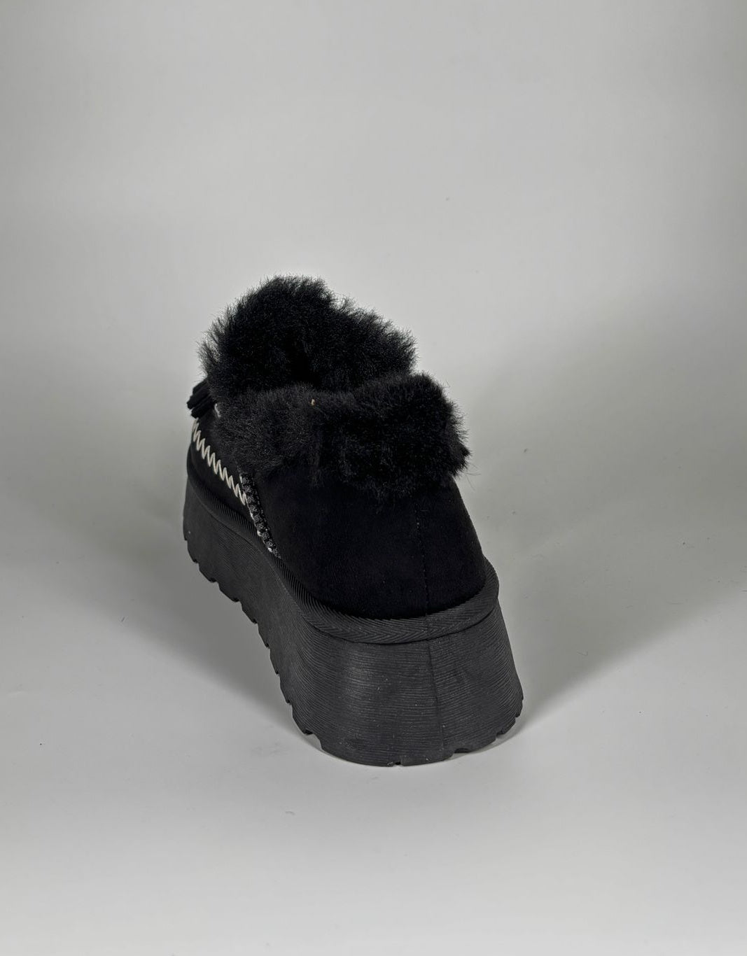 Mocassino Invernale con Zeppa ricamato - Nero