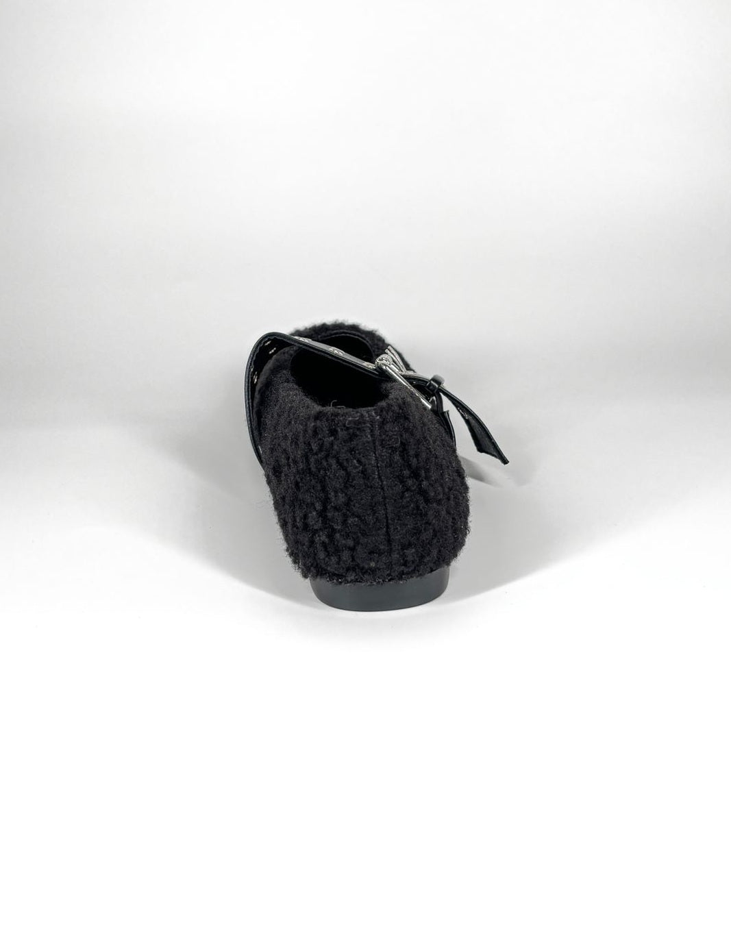 Ballerine teddy con cinturino in ecopelle regolabile - Nero