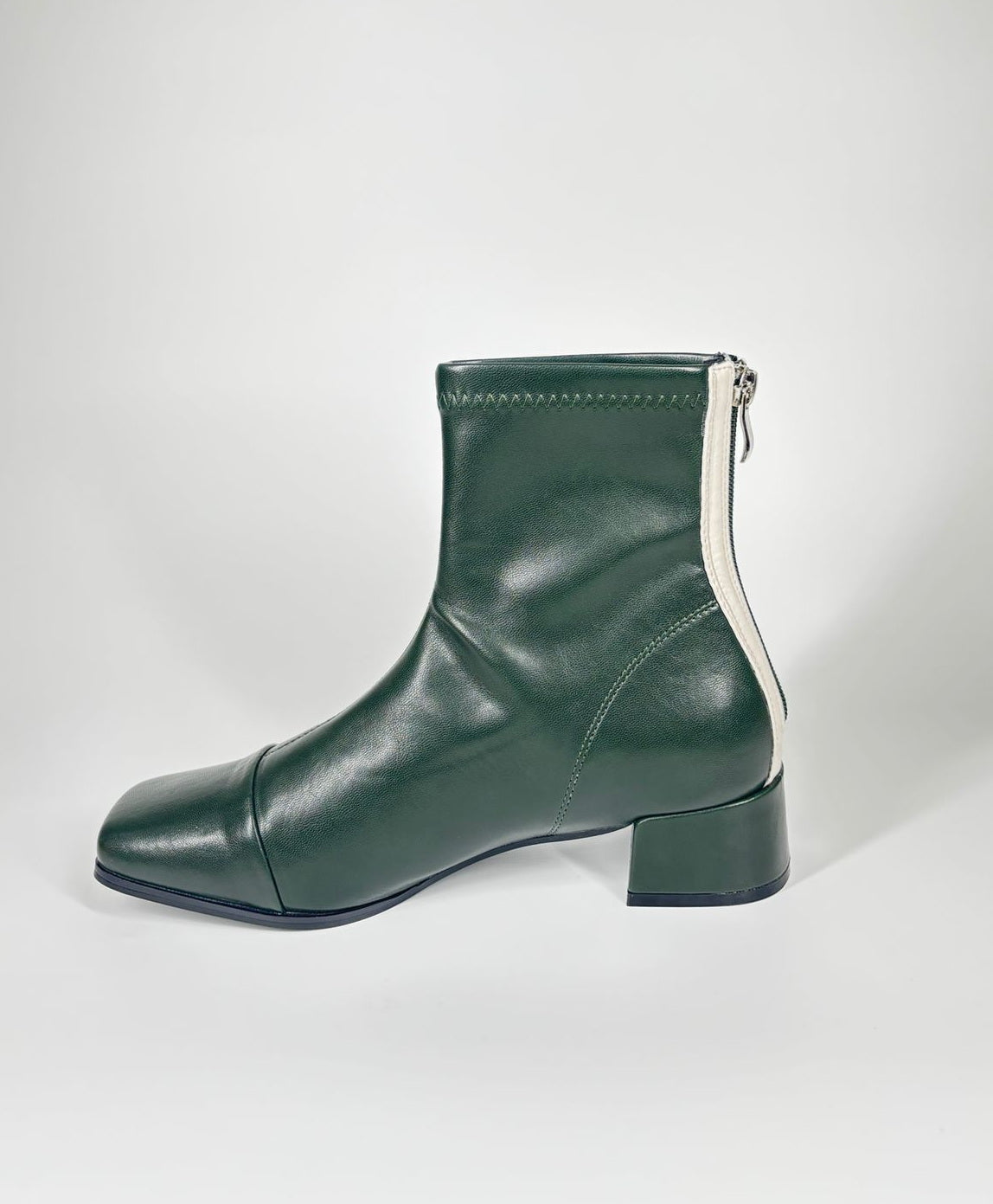 Stivaletto 'Bold Contrast' Punta Quadrata e Zip a Contrasto - Verde