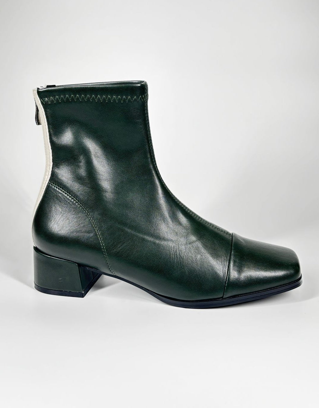 Stivaletto 'Bold Contrast' Punta Quadrata e Zip a Contrasto - Verde