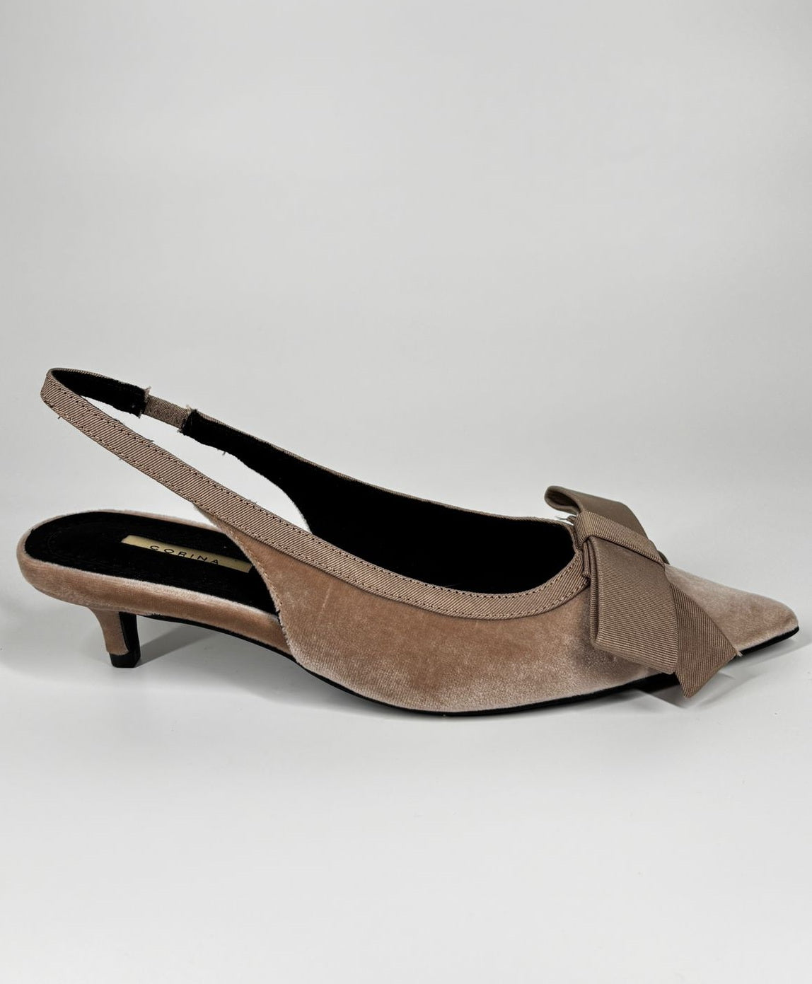 Slingback in Velluto con Fiocco - Beige