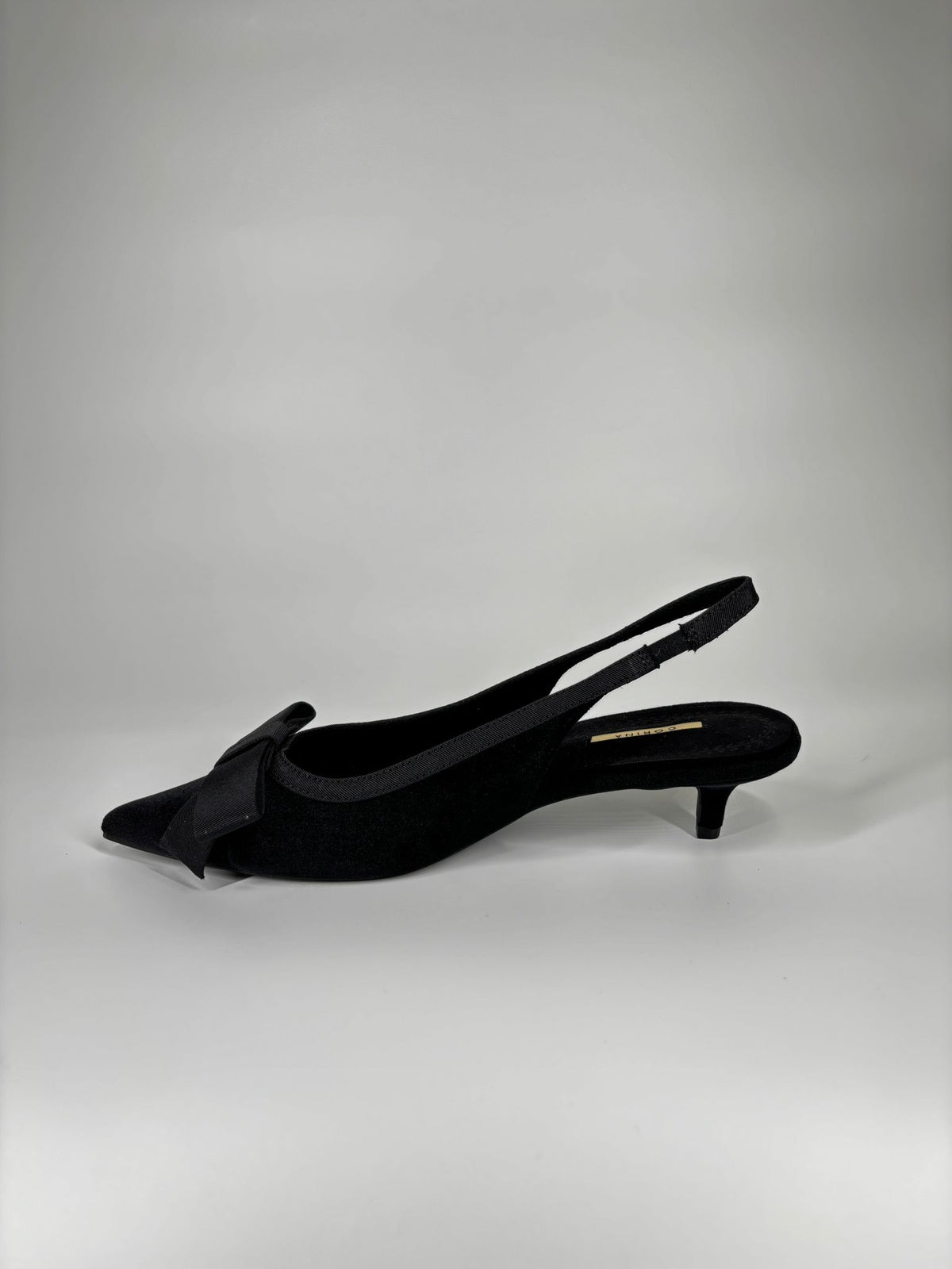 Slingback in Velluto con Fiocco - Nero