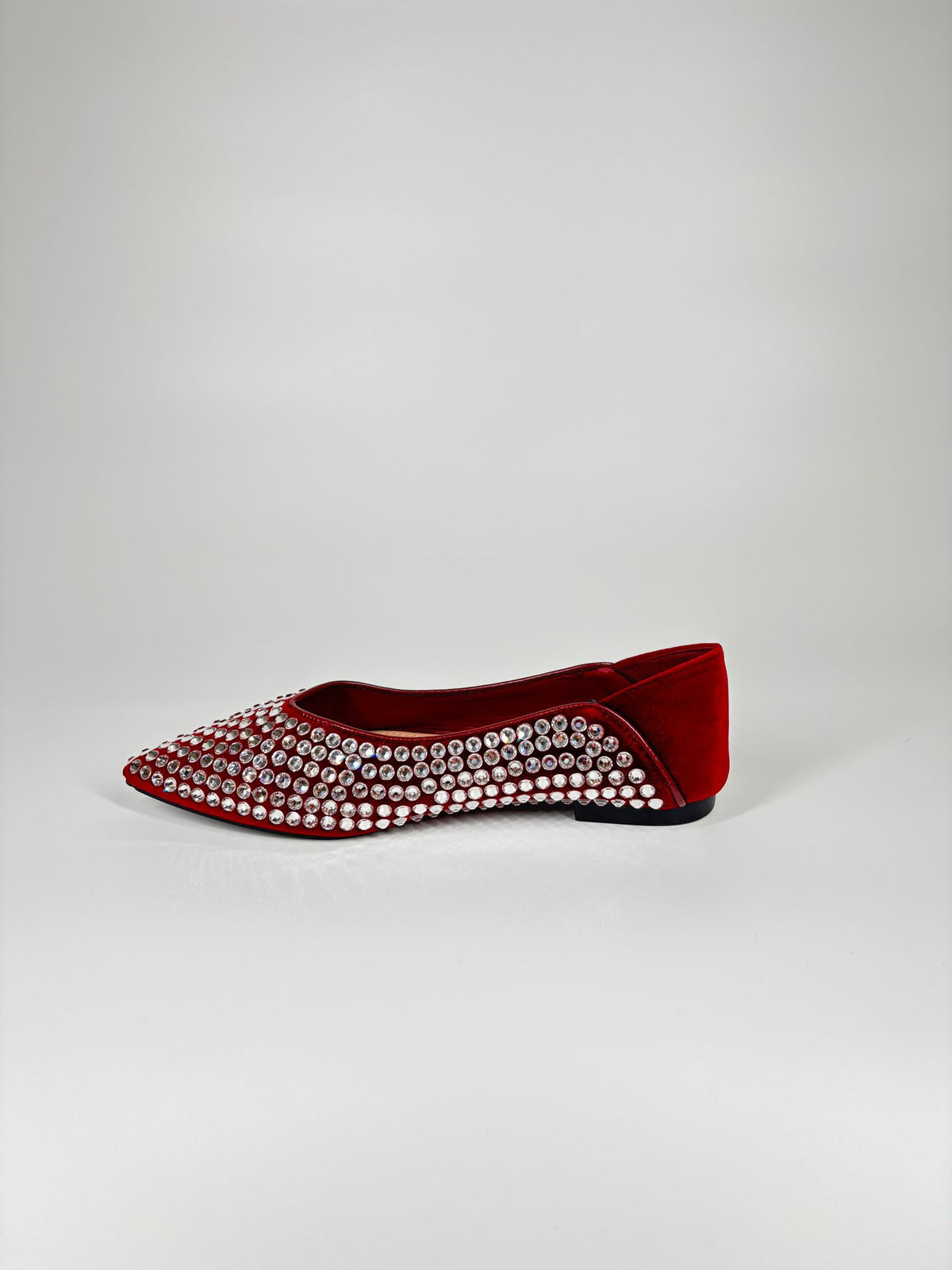 Ballerina Flat - Velluto Bordeaux e Strass Luminosi