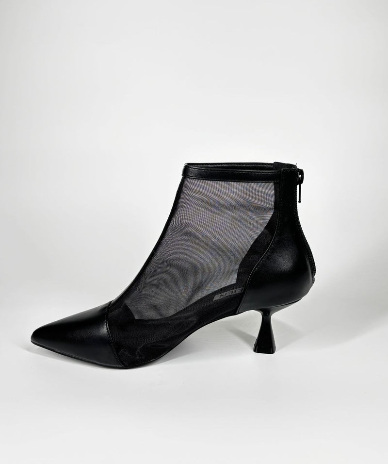 Stivaletto velato con tacco a rocchetto - Nero