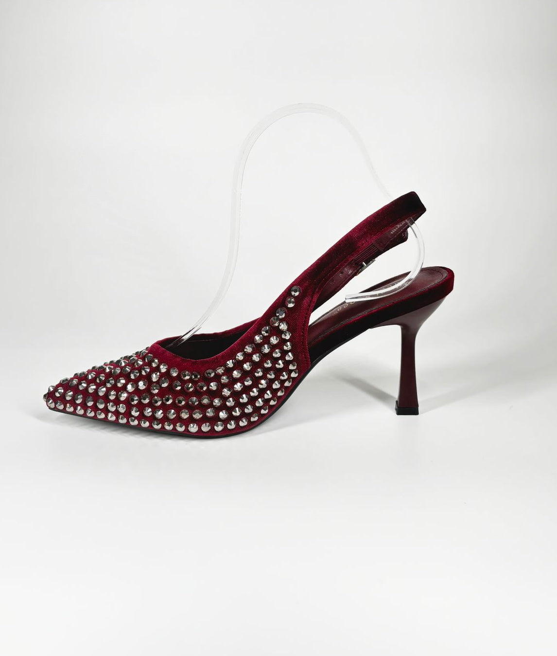 Slingback 'Velvet Rock' - Velluto Bordeaux e Borchie Silver
