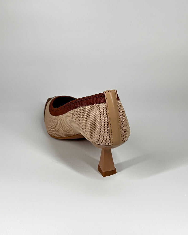 Décolleté in tessuto Bicolore - Marrone