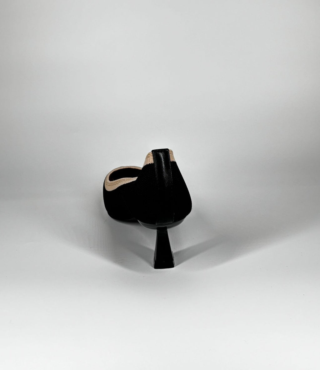 Décolleté in tessuto Bicolore - Nero