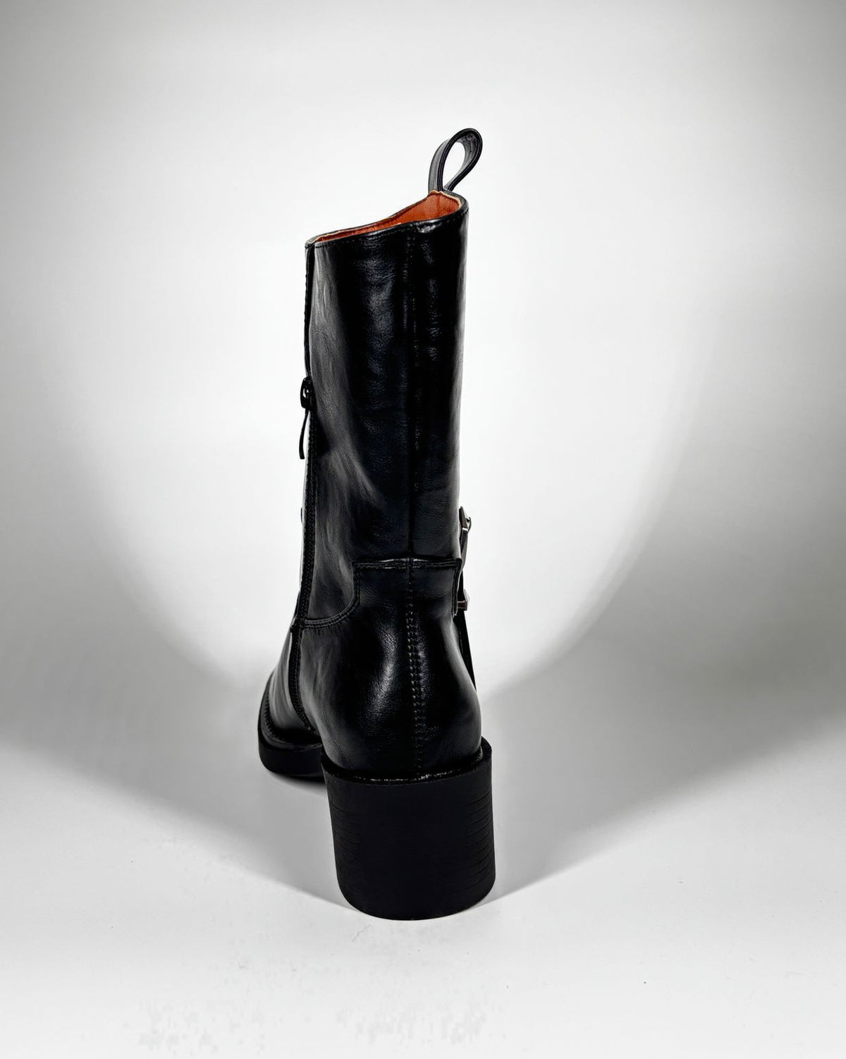 Stivali in ecopelle con Fibbia Biker - Nero