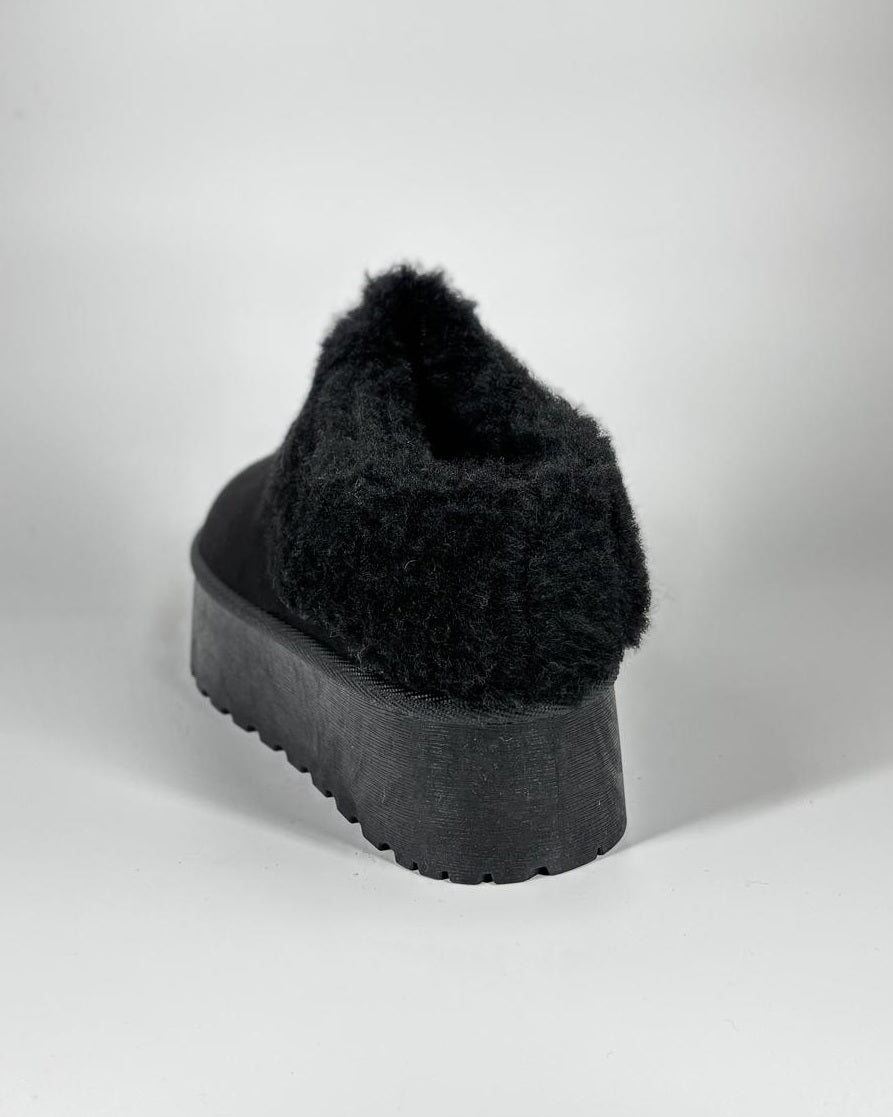 Mules Platform con imbottitura peluche - Nero