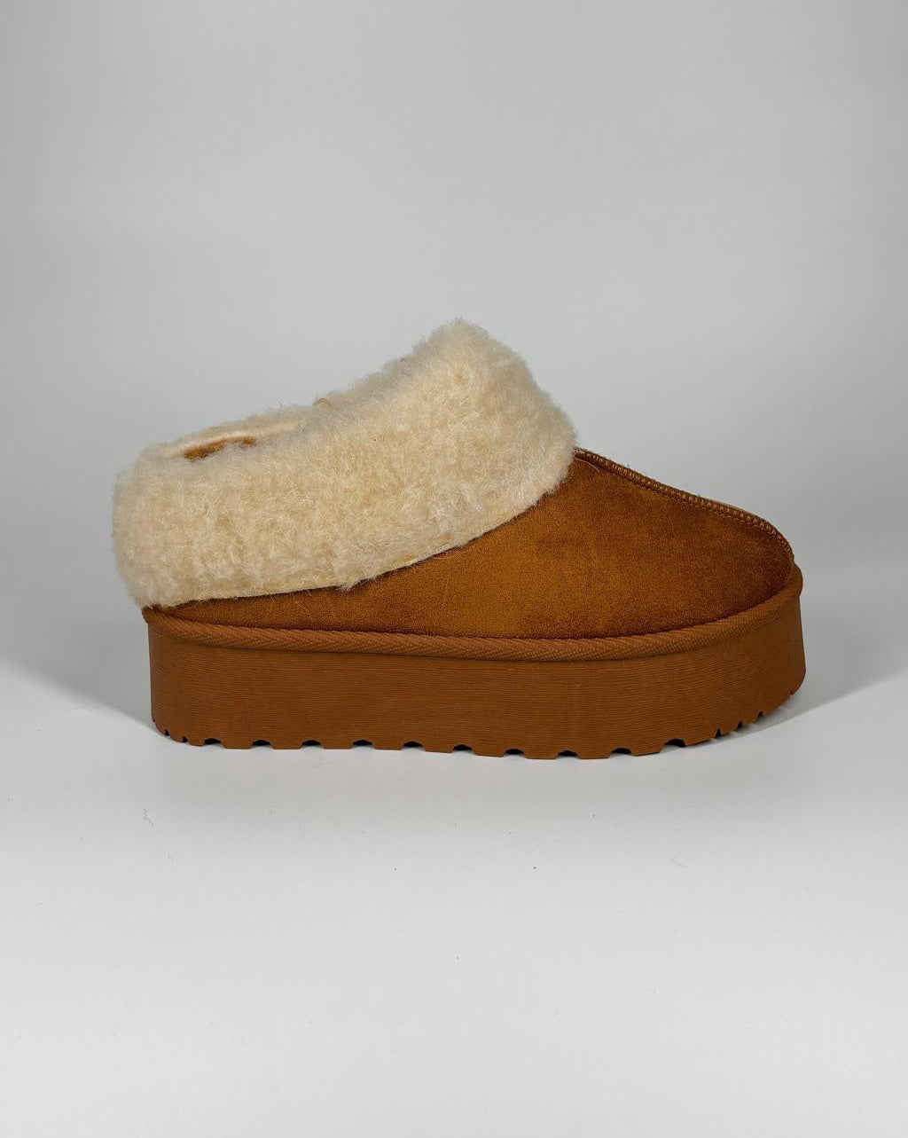 Mules Platform con imbottitura peluche - Cammello