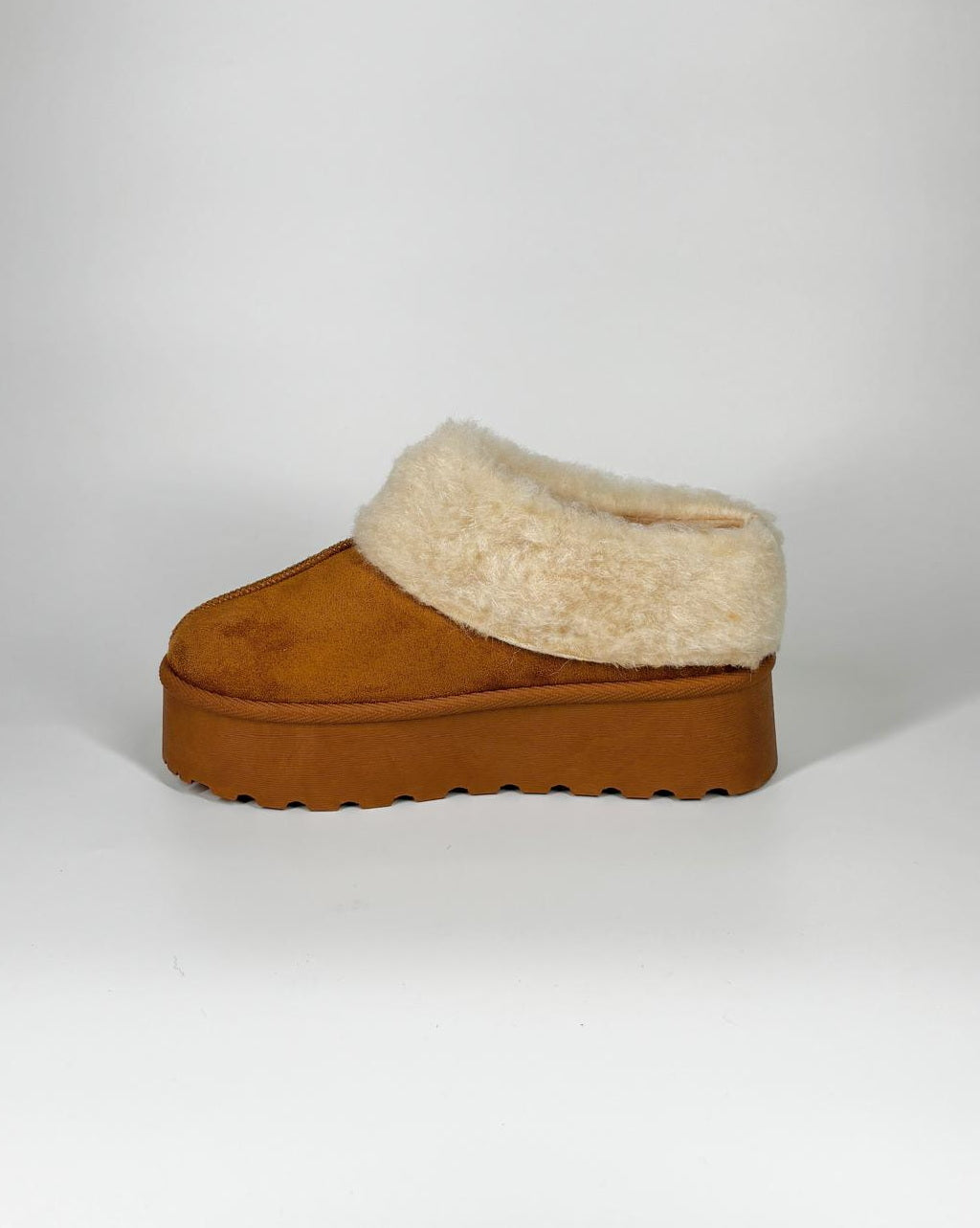 Mules Platform con imbottitura peluche - Cammello