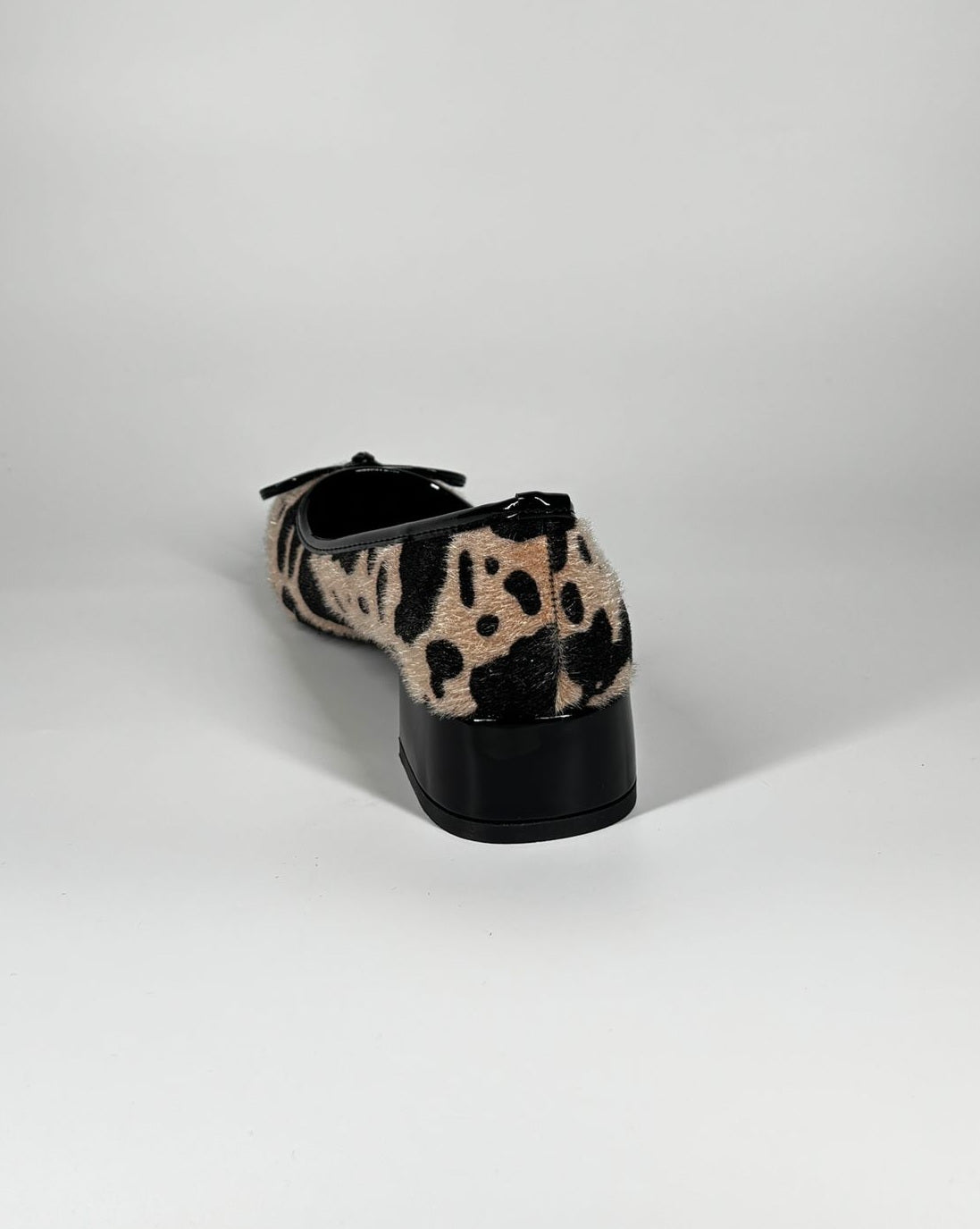 Décolleté "Muu-Chic" in Stampa Mucca con Tacco Basso - Beige