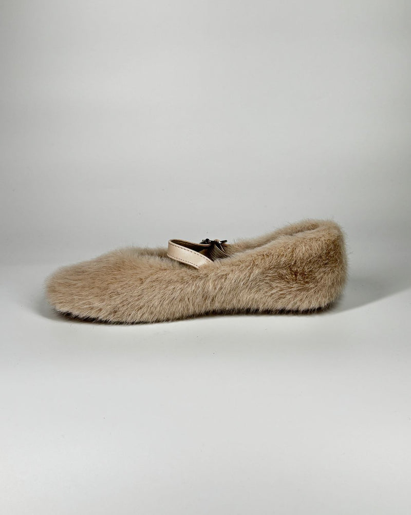 Ballerina di pelliccia - Beige