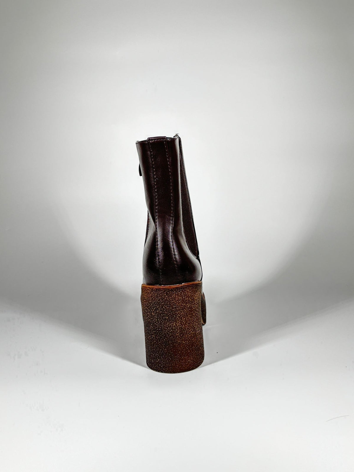 Stivaletto Platform con Tacco Effetto Granulato - Marrone