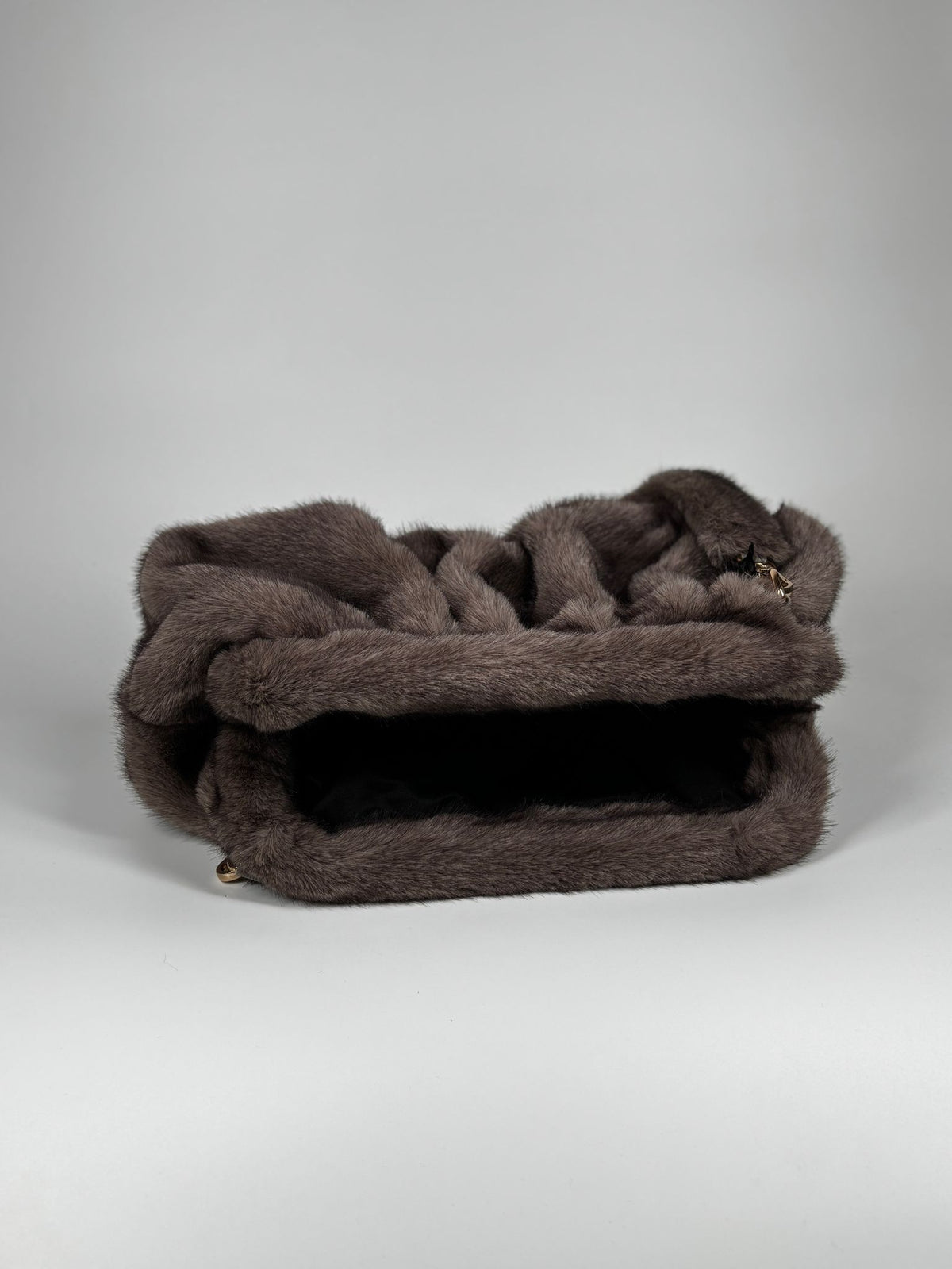 Borsa Clutch in Pelliccia Sintetica - Marrone