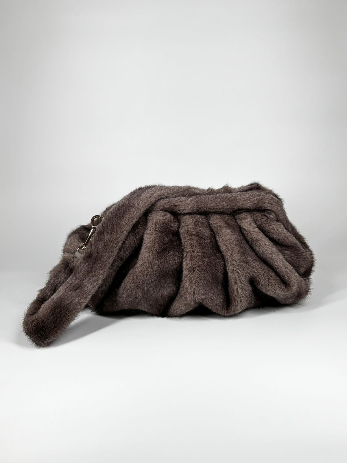 Borsa Clutch in Pelliccia Sintetica - Marrone