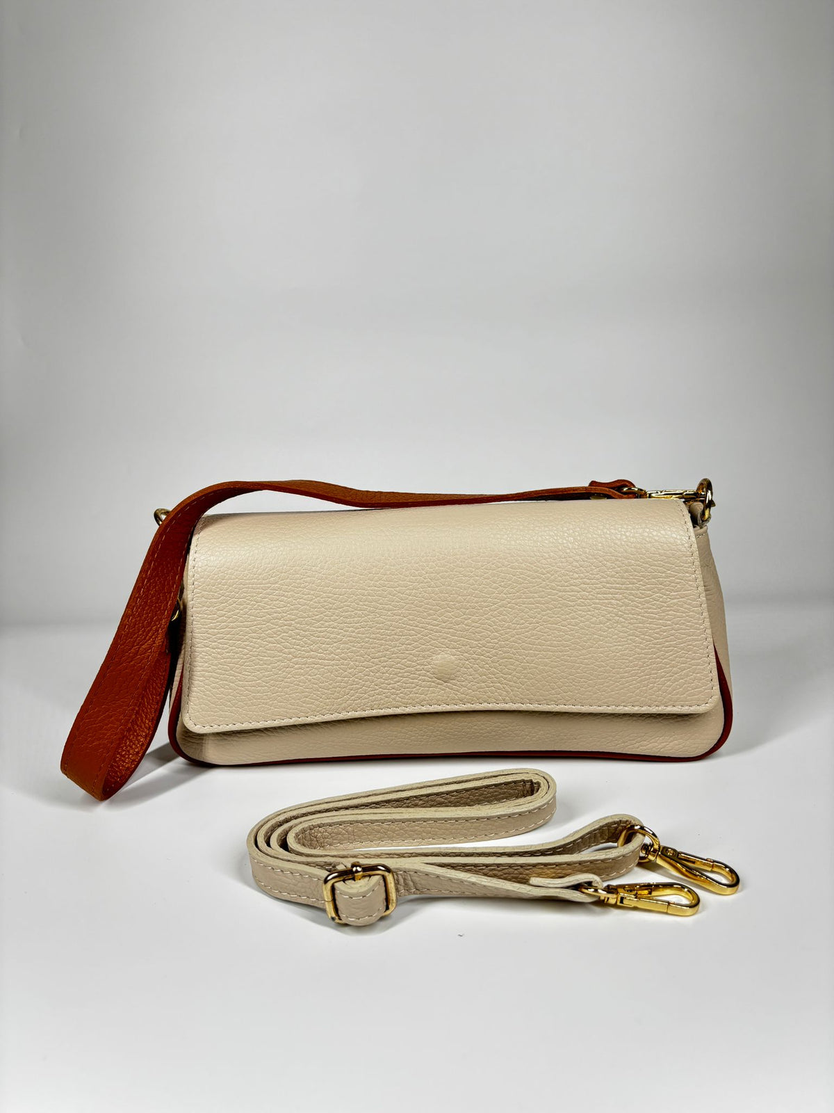 Borsa a Tracolla in Vera Pelle - Beige