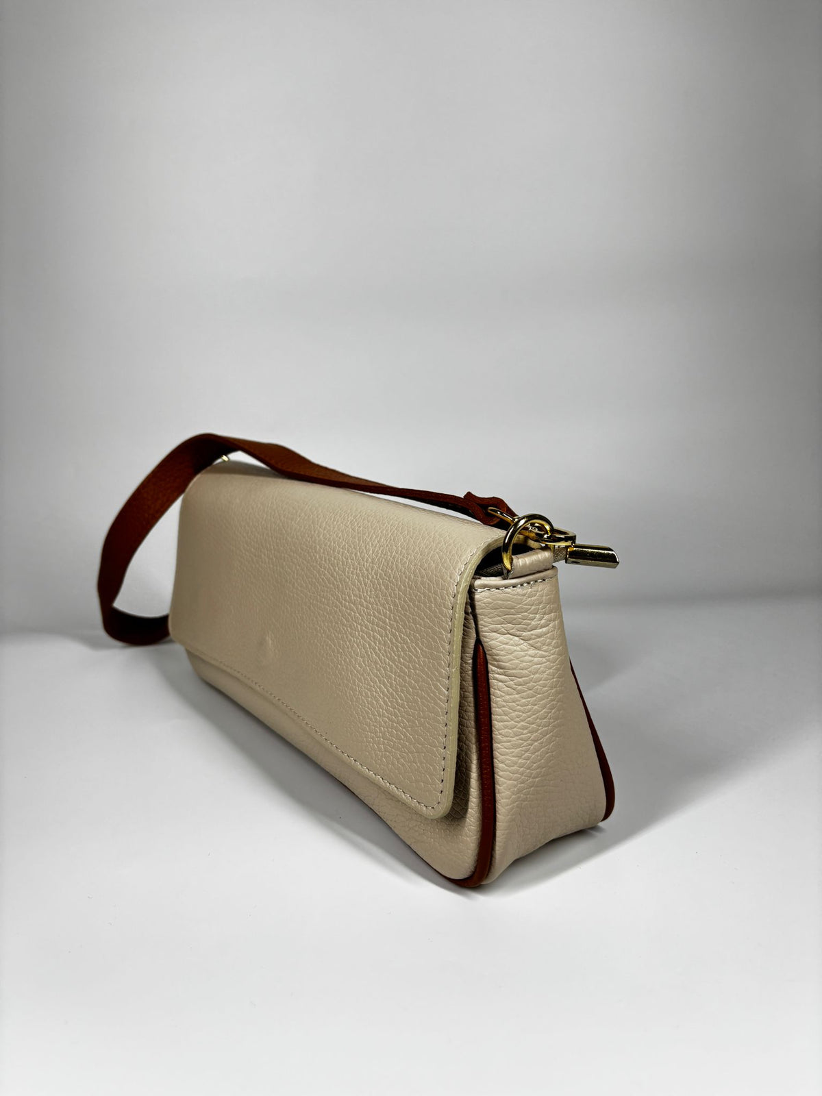 Borsa a Tracolla in Vera Pelle - Beige