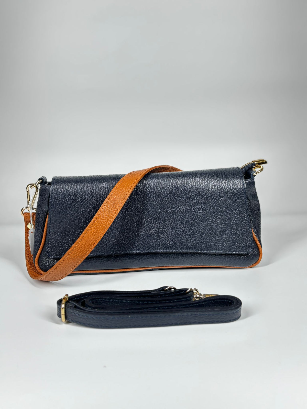 Borsa a Tracolla in Vera Pelle - Blu