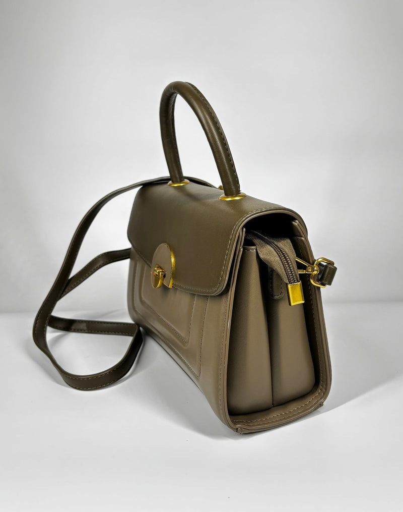 Borsa a Mano e Tracolla in Ecopelle Bicolore - Verde