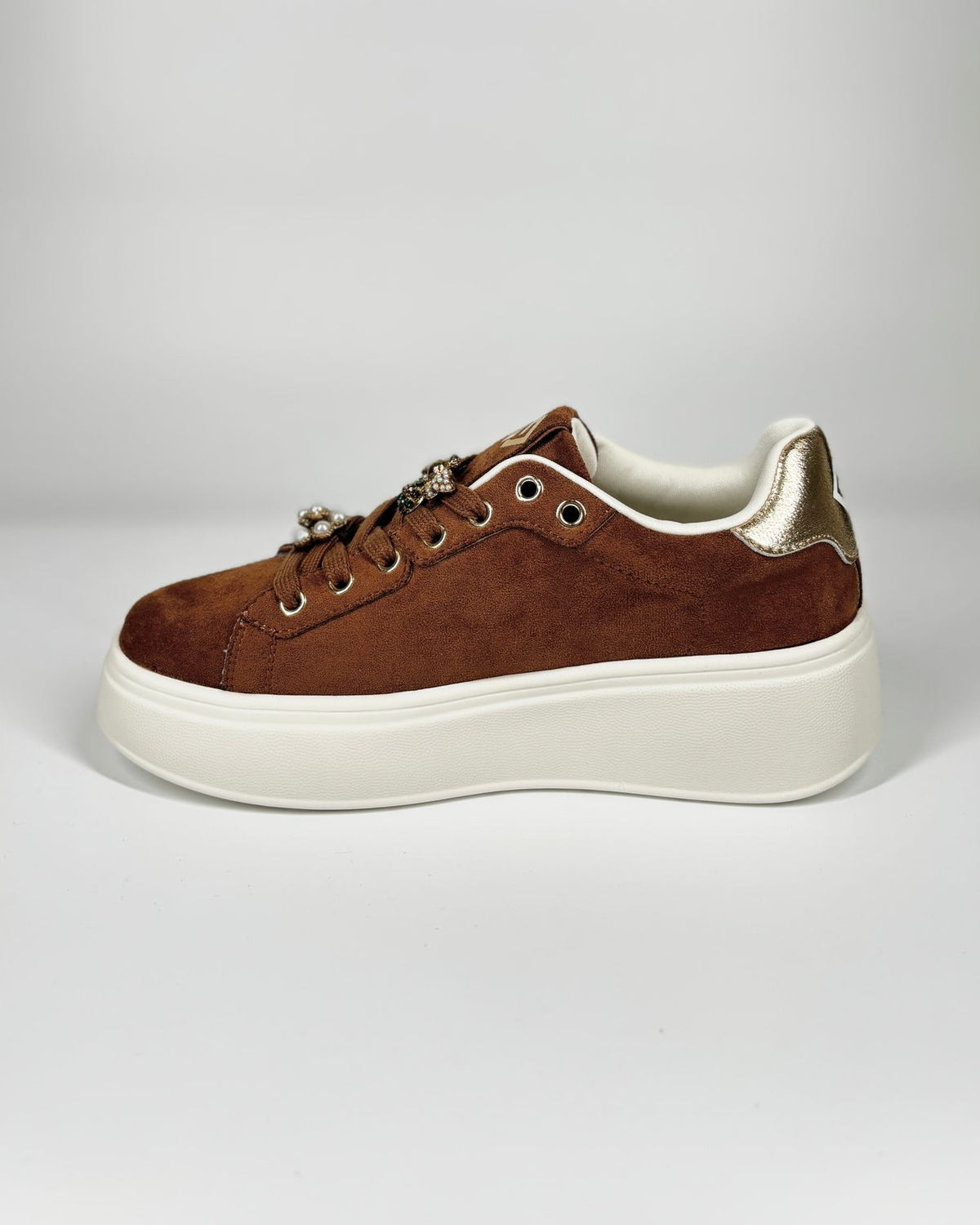 Sneaker Gold&Gold Platform in Camoscio - Marrone