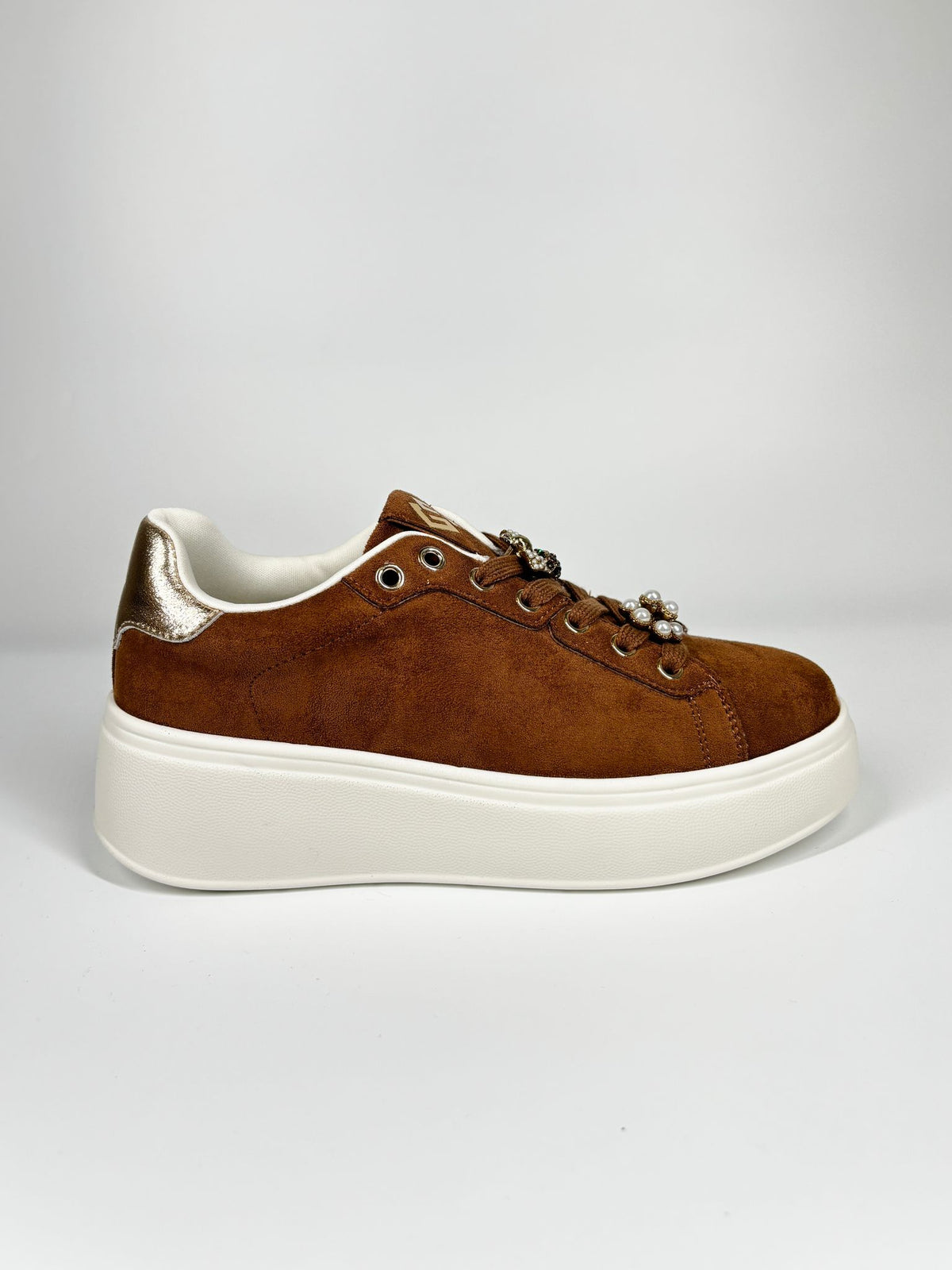 Sneaker Gold&Gold Platform in Camoscio - Marrone