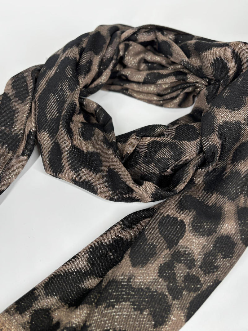 Sciarpa Leopardata Lurex - Nero e Oro