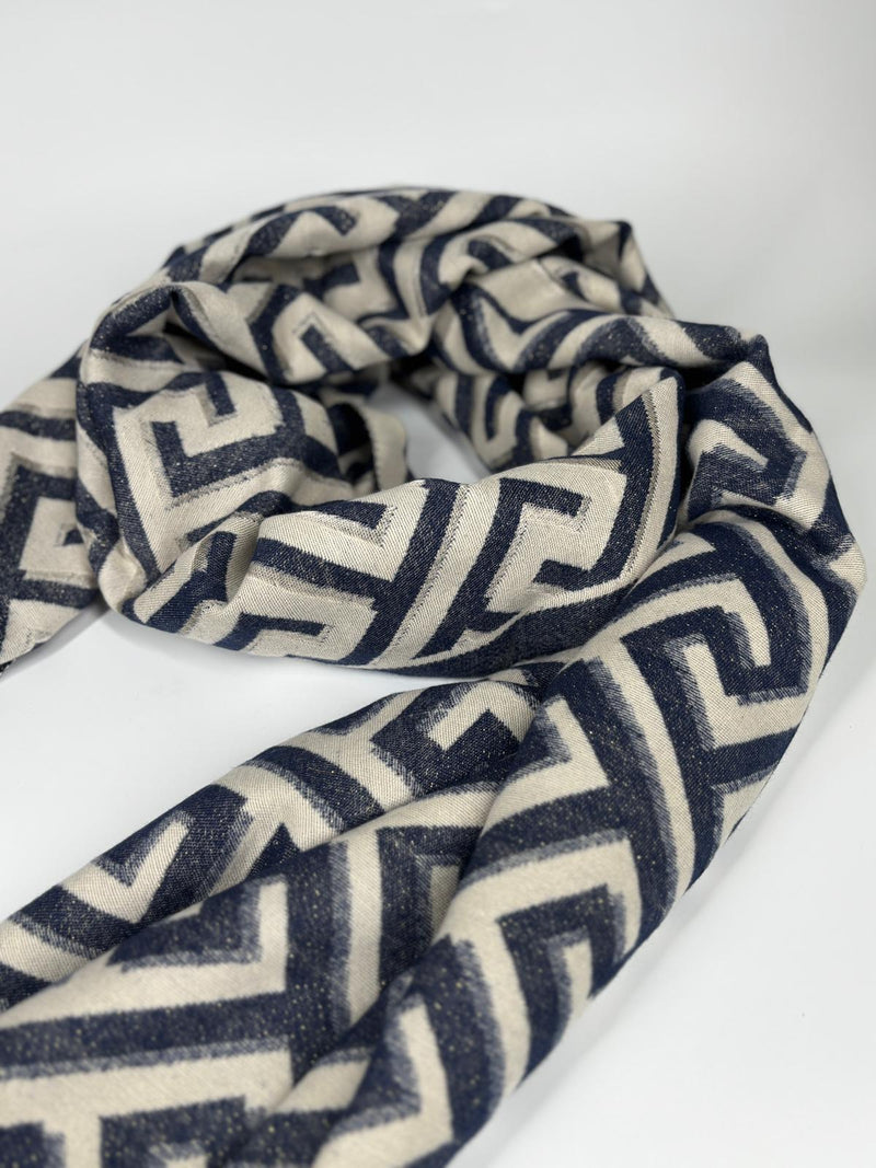 Sciarpa Geometrica - Panna e Blu