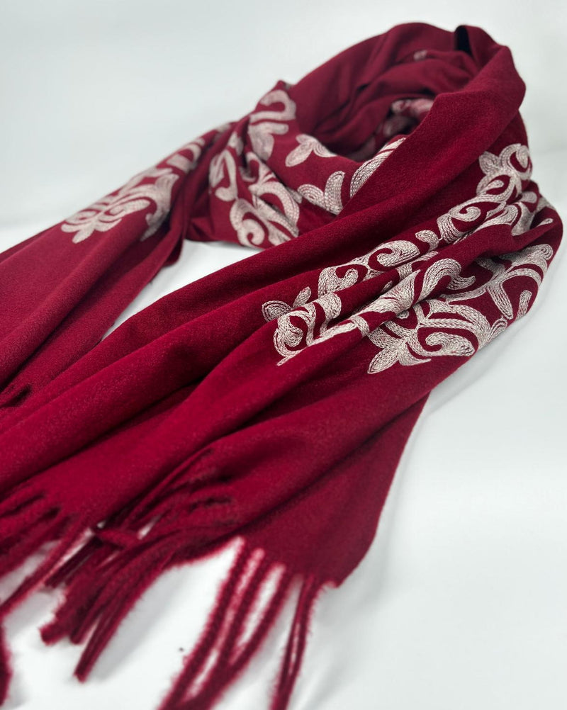 Sciarpa Ricamata - rosso bordeaux