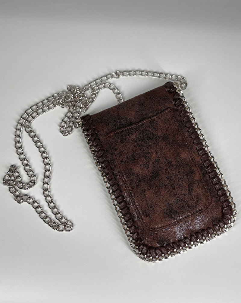 Porta Cellulare a Tracolla - Marrone & Argento
