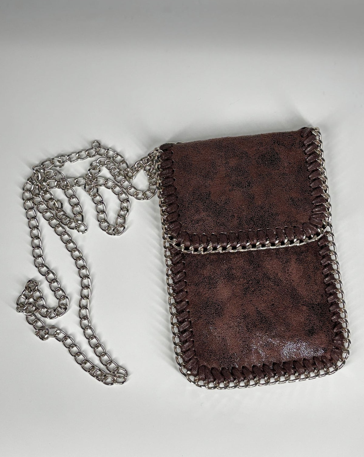 Porta Cellulare a Tracolla - Marrone & Argento