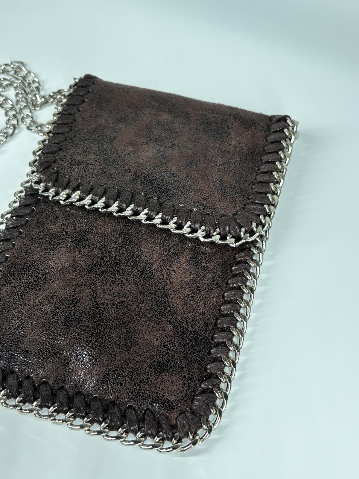 Porta Cellulare a Tracolla - Marrone & Argento