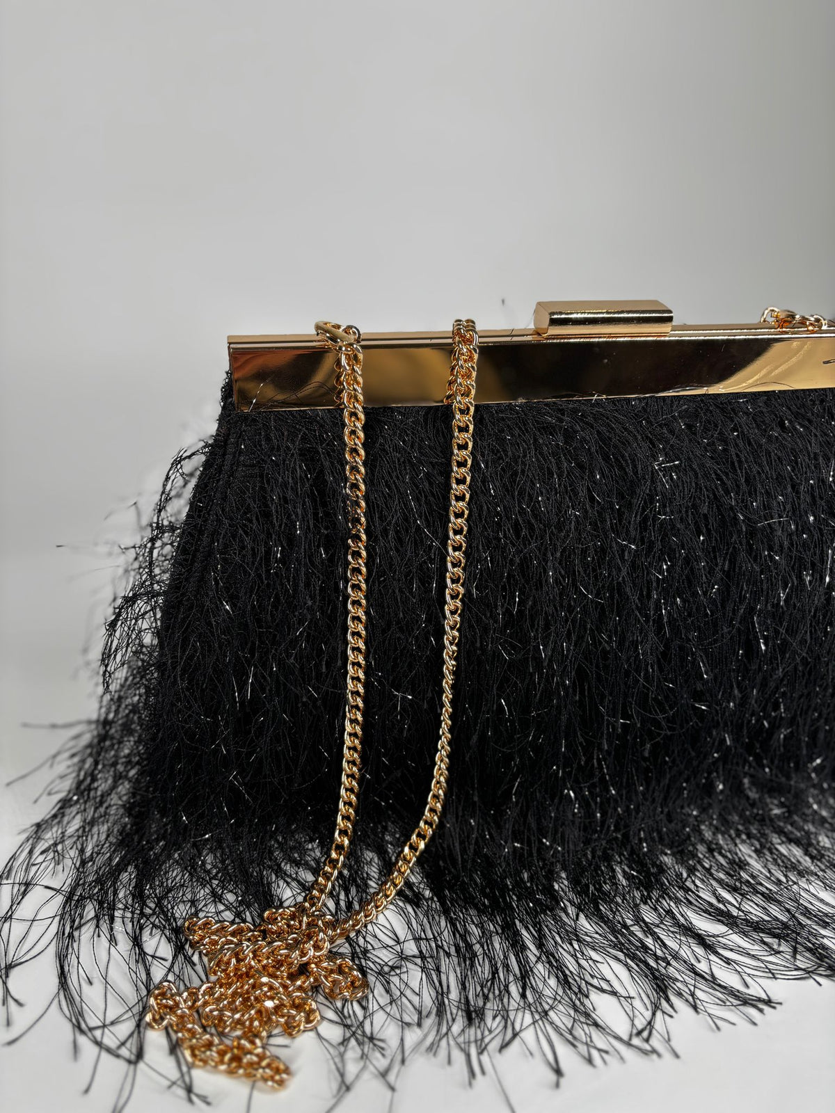 Pochette con frange - Nero