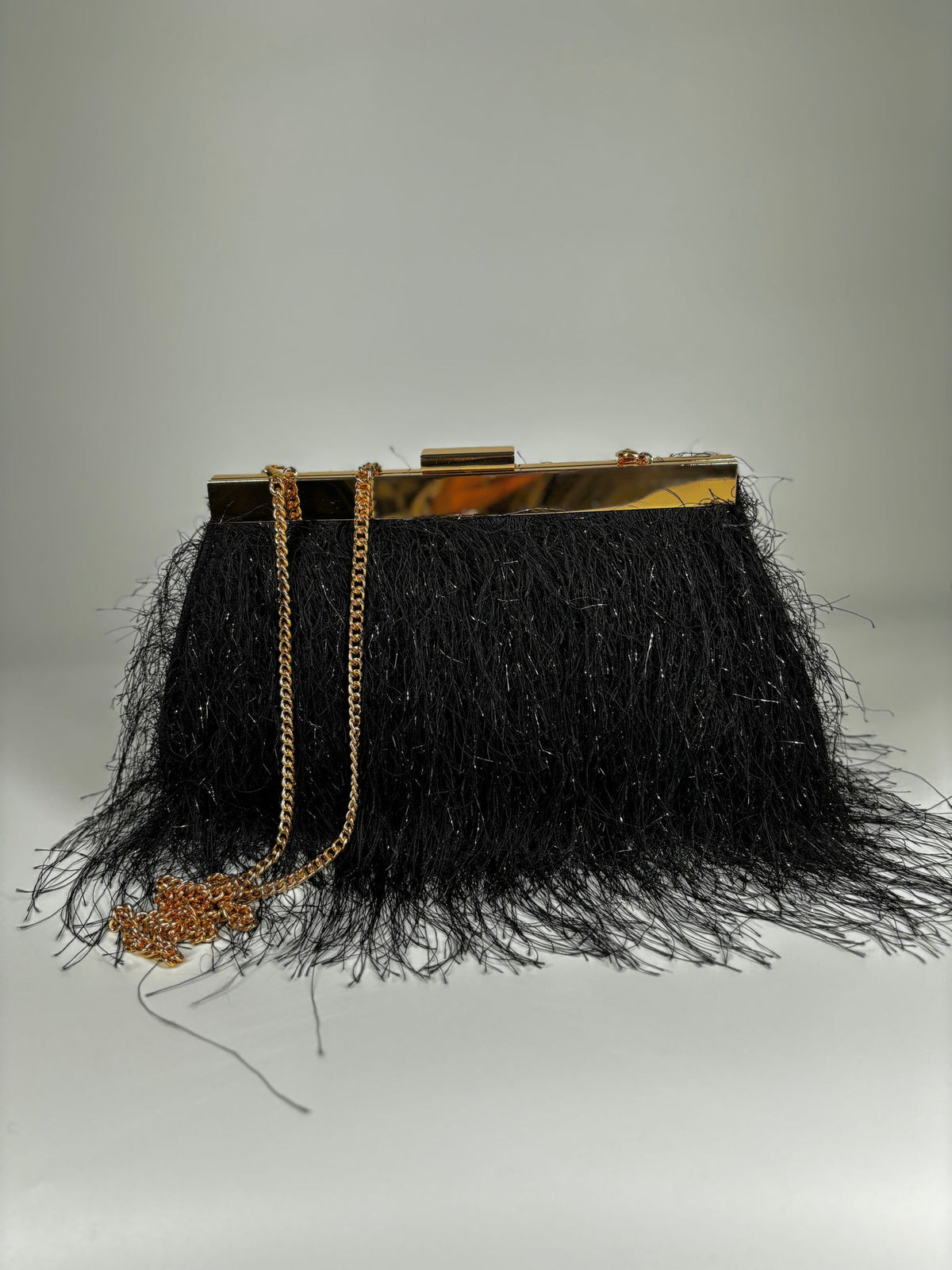 Pochette con frange - Nero